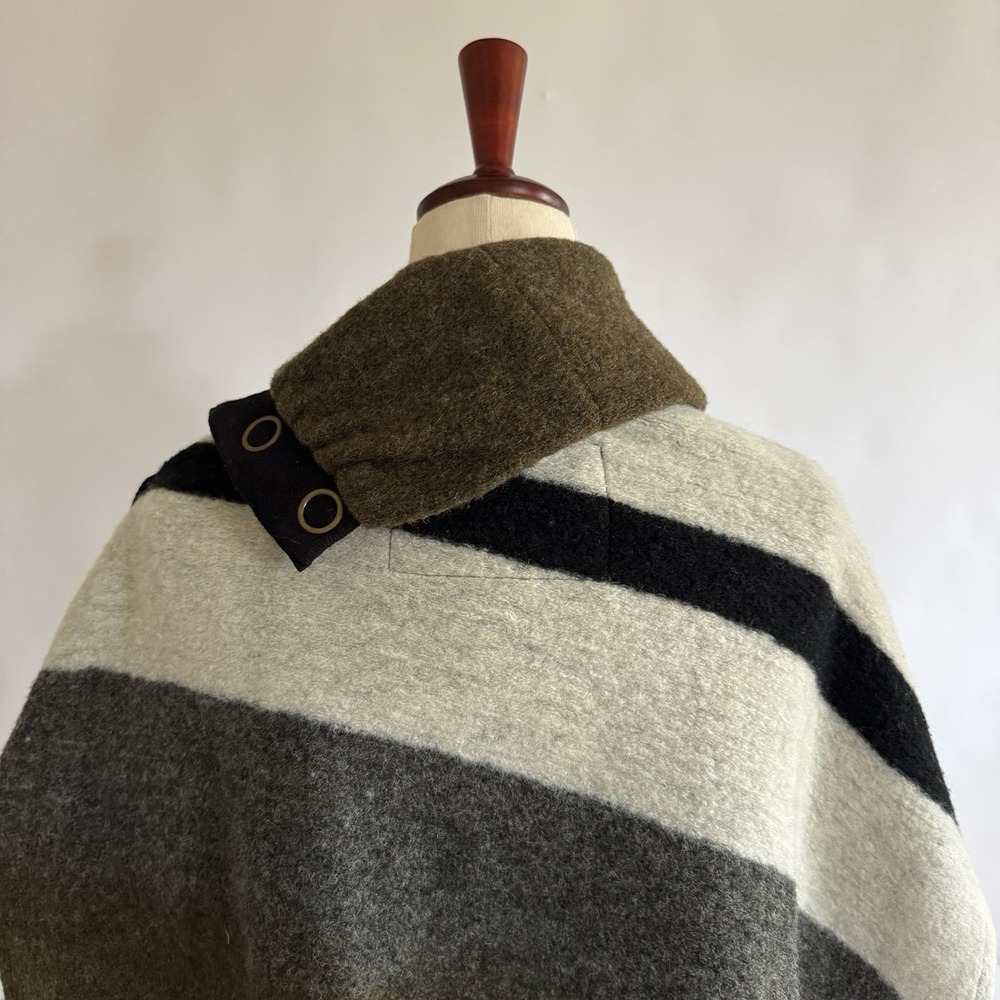 Tabitha Wool Blend Striped Poncho Cape XS Lagenlook Draped Boho Cozy Chic Layers - Picture 5 of 11
